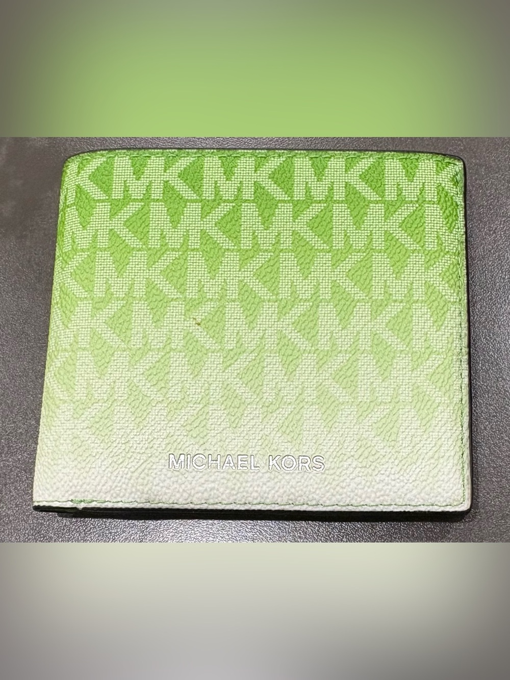Michael Kors Green Gradient MK Logo Card Holder